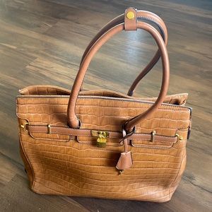 ADRIENNE VITTADINI Extra Large Brown Tote Bag - Birkin knockoff